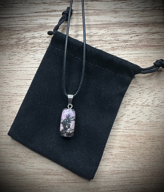Rhodonite Black Corded Necklace