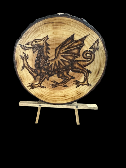 Welsh dragon log piece