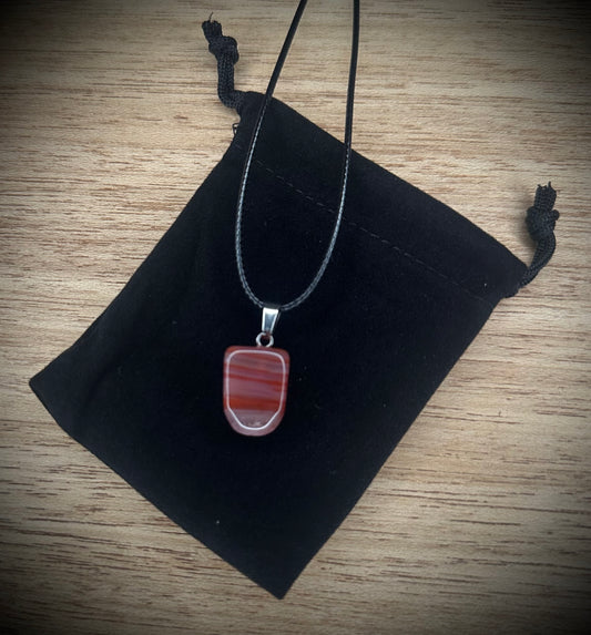 Carnelian Agate Black Corded Necklace