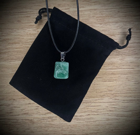 Green Aventurine Black Corded Necklace