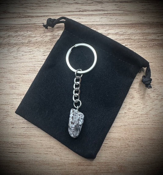 Snowflake Obsidian Stone Keyring