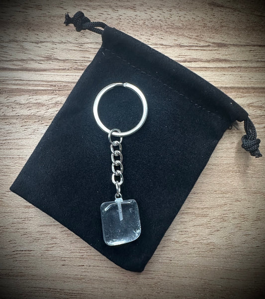 Clear Quartz Stone Keyring
