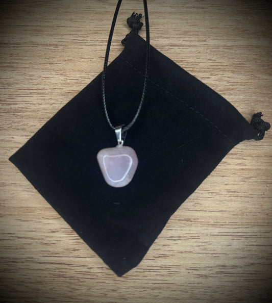 Rose Quartz Black Corded Necklace