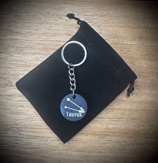 Purple Taurus - Star Sign Resin Keyring