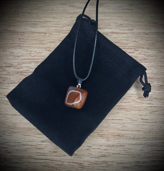 Carnelian Agate Black Corded Necklace