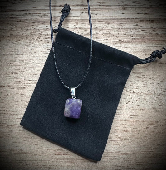 Amethyst Black Corded Necklace