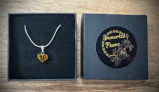 Hand Carved Baltic Amber Sterling Silver Necklace