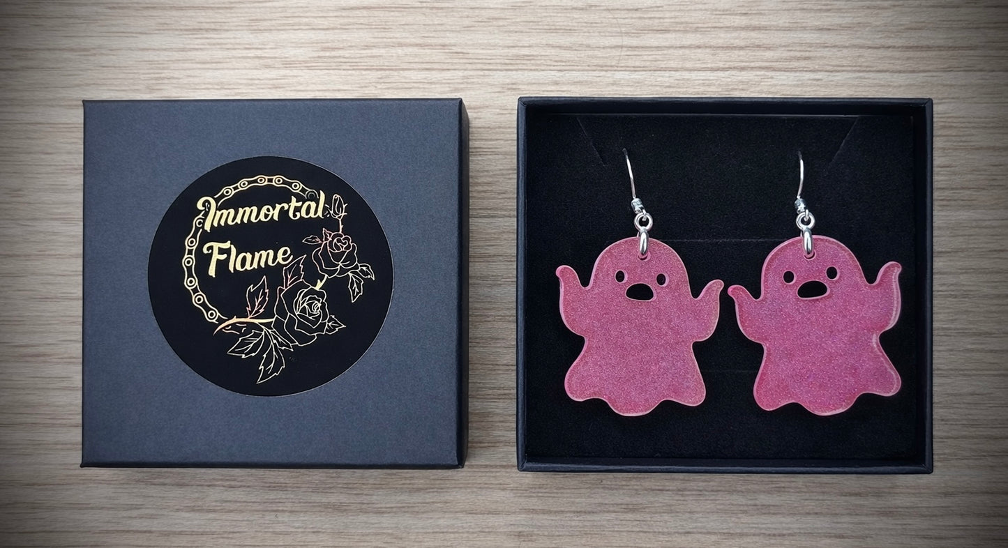 Pink Ghost Sterling Silver Earrings