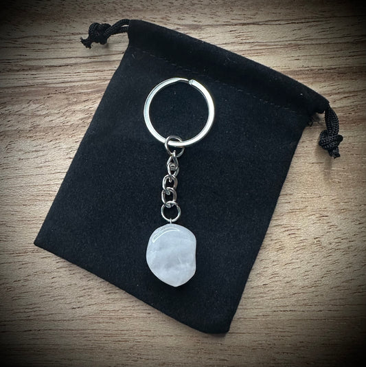 Milky Quartz Stone Keyring