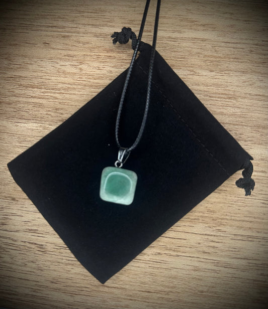 Green Aventurine Black Corded Necklace