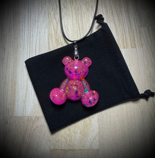 Pink Fleck Resin Cling Buddy Necklace