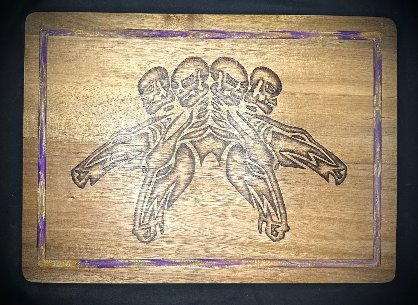 Hardwood Chopping Board with Resin Inlay and Custom Design