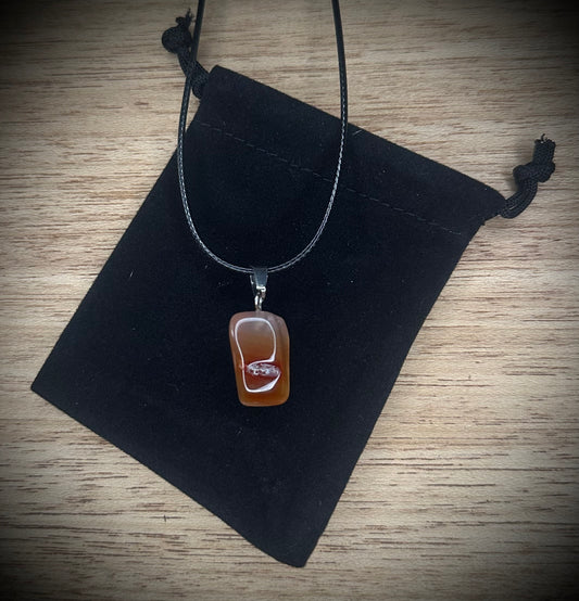 Carnelian Agate Black Corded Necklace