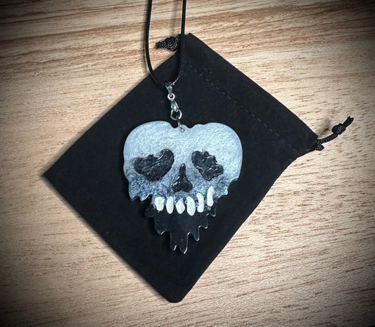 Black/White Drip Skull Necklace