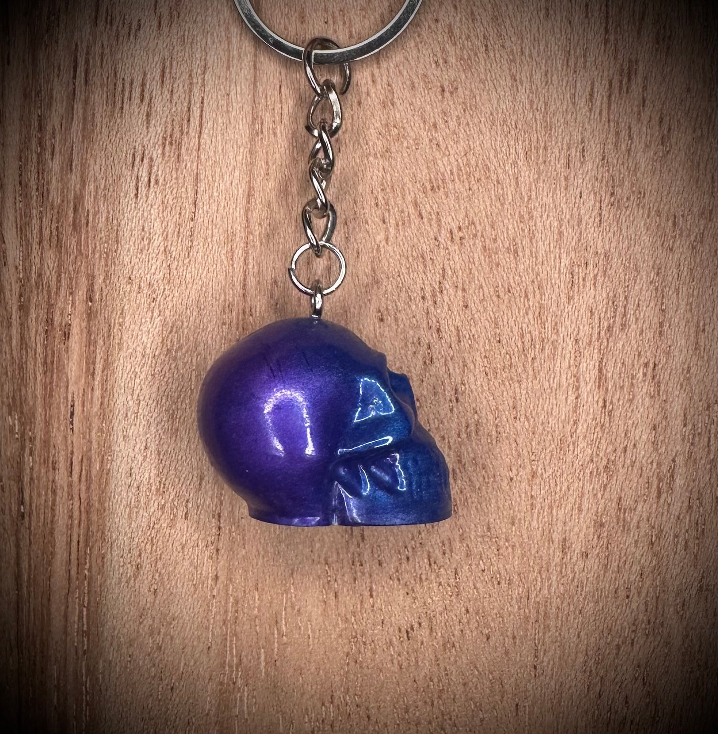 Blue and Purple Gradient Skull Keyring