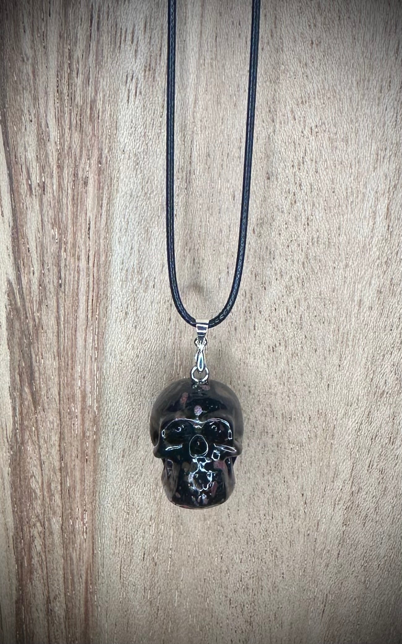 Black and Violet Splash Skull Necklace