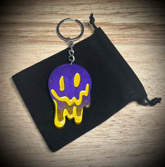 Purple/Gold Drip Face Keyring