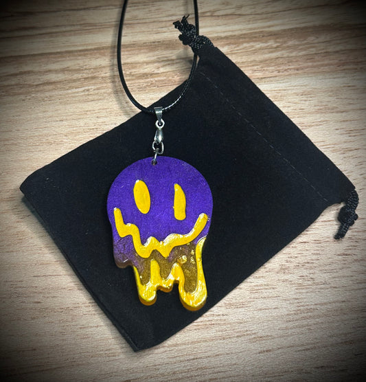 Purple/Gold Drip Face Necklace