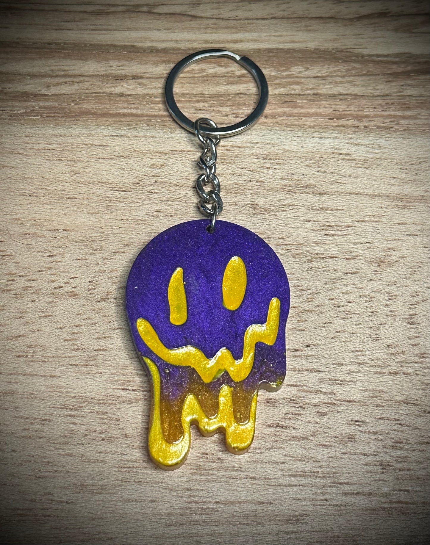 Purple/Gold Drip Face Keyring