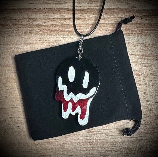 Black/Red/White Drip Face Necklace